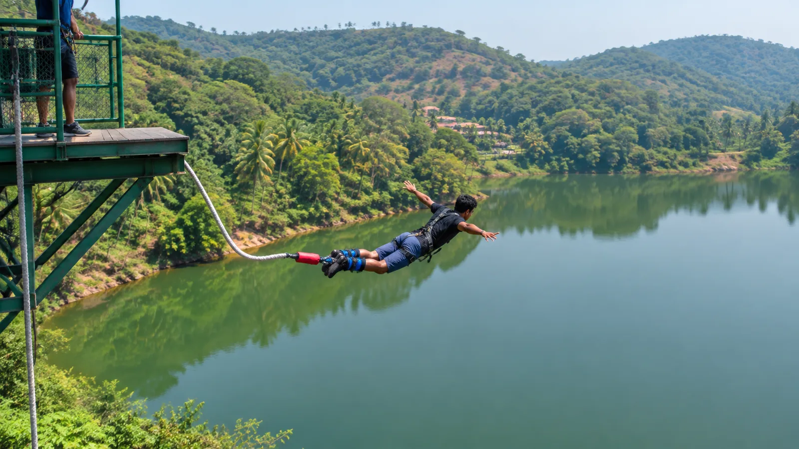 Bungee jump over a lake