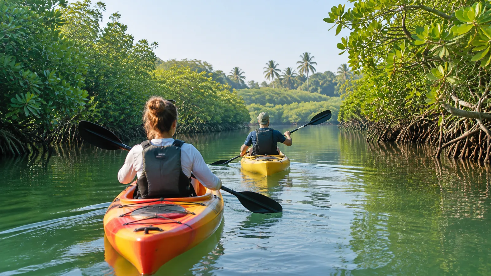 Kayaking through mangrove backwaters