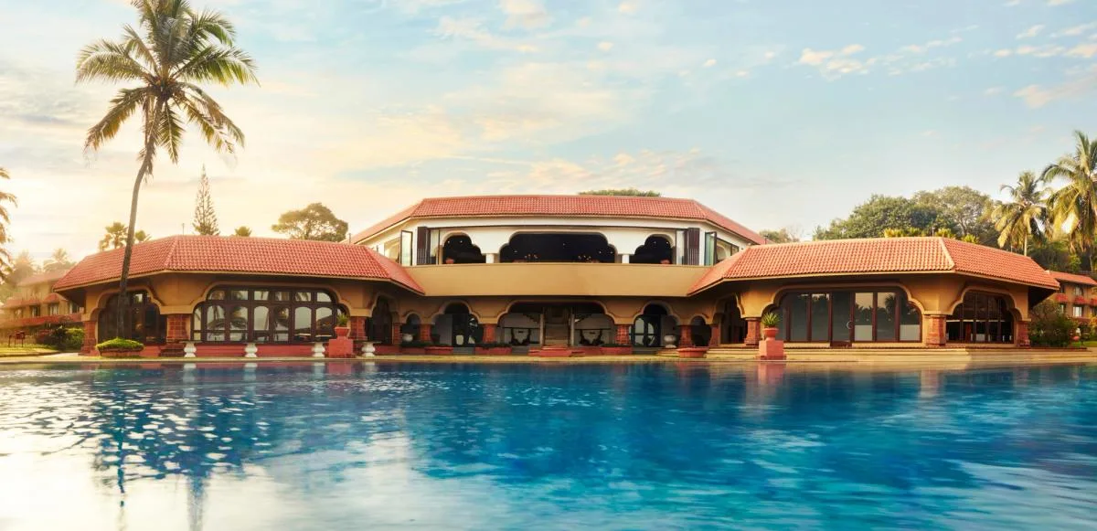 Heritage-style resort and pool on the Goa coast